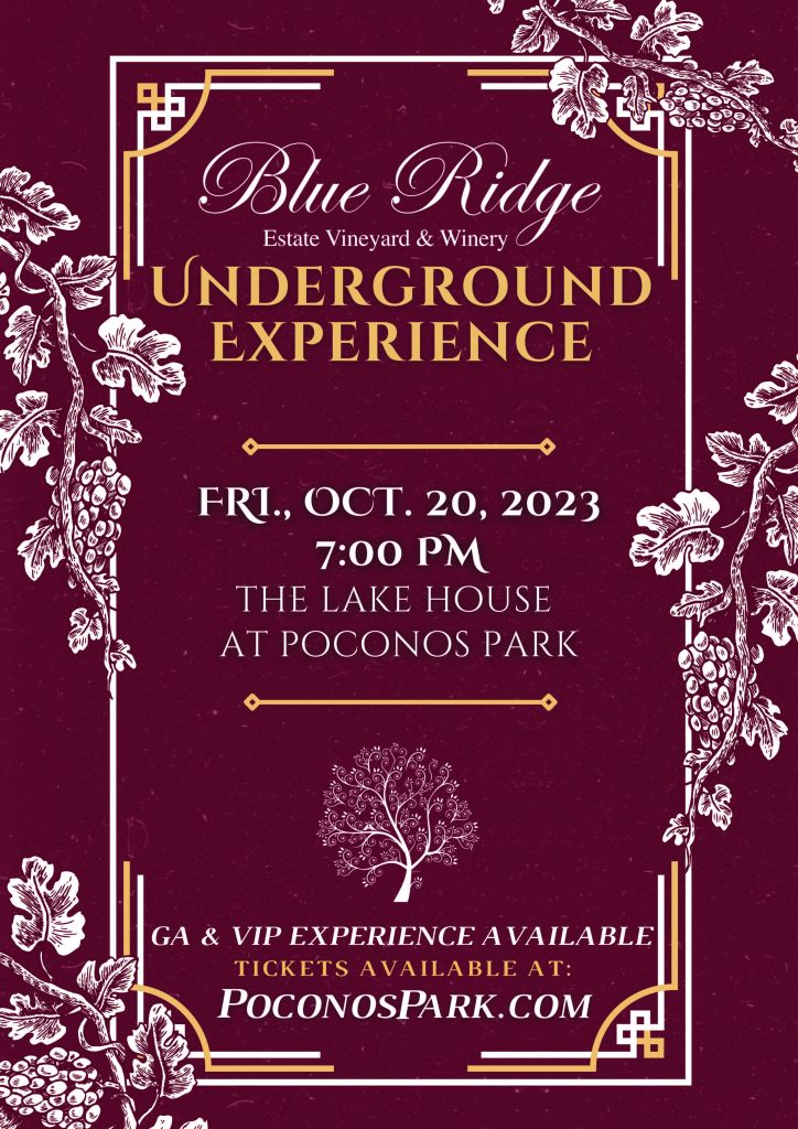 Wine Tasting Experience: A Unique Fusion of Wine, Music, and Emotion with Randy Detrick & John Oakes 2 Blue Ridge Winery and Poconos Park Amphitheater Wine Tasting Event Flyer